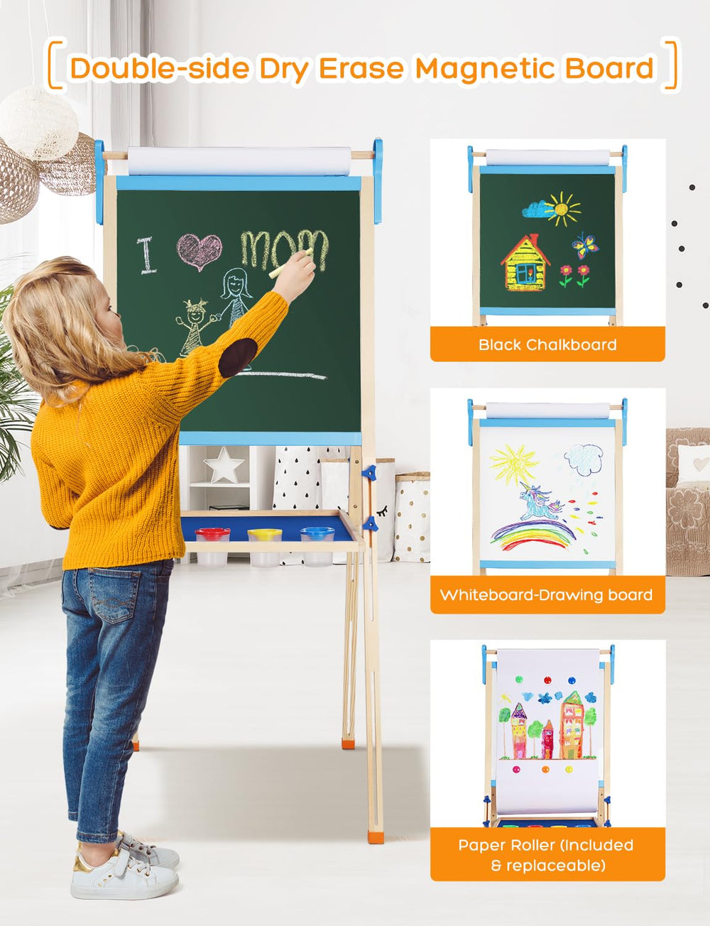 YOHOOLYO magnetic chalkboard side for chalk drawings