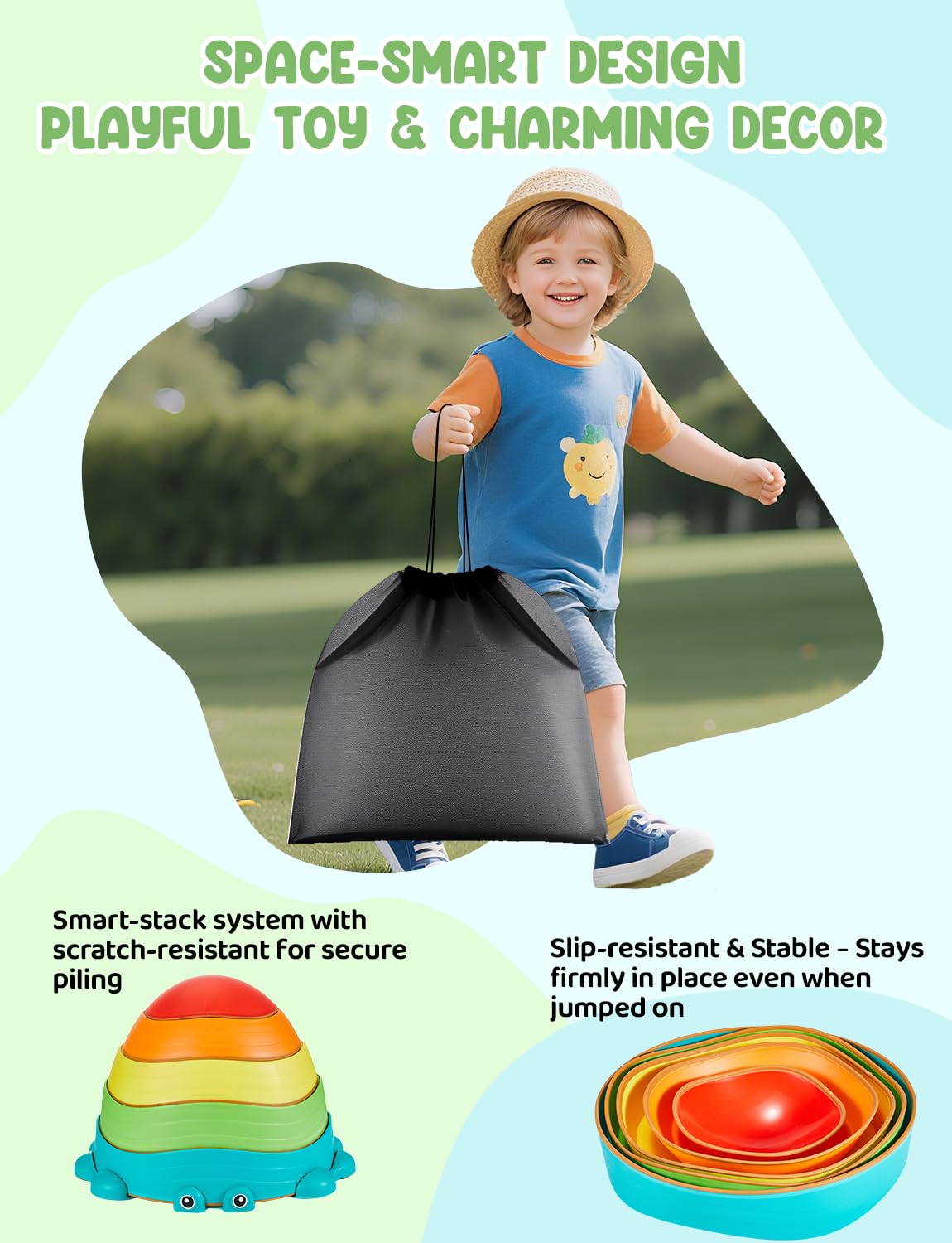 YOHOOLYO stepping stones come with 20 activity cards and a spinner