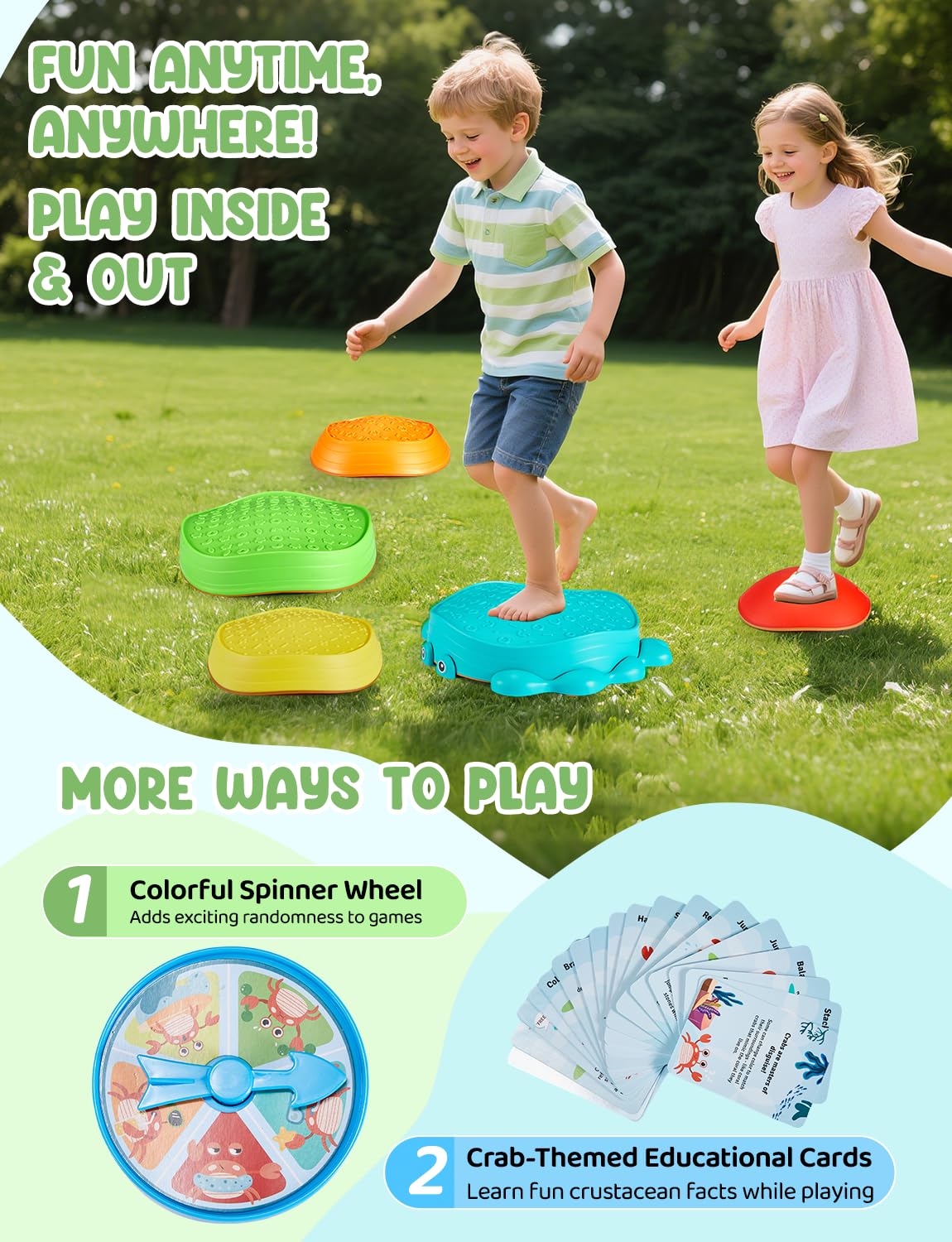 YOHOOLYO stepping stones with weighted bases resist slipping on various floors