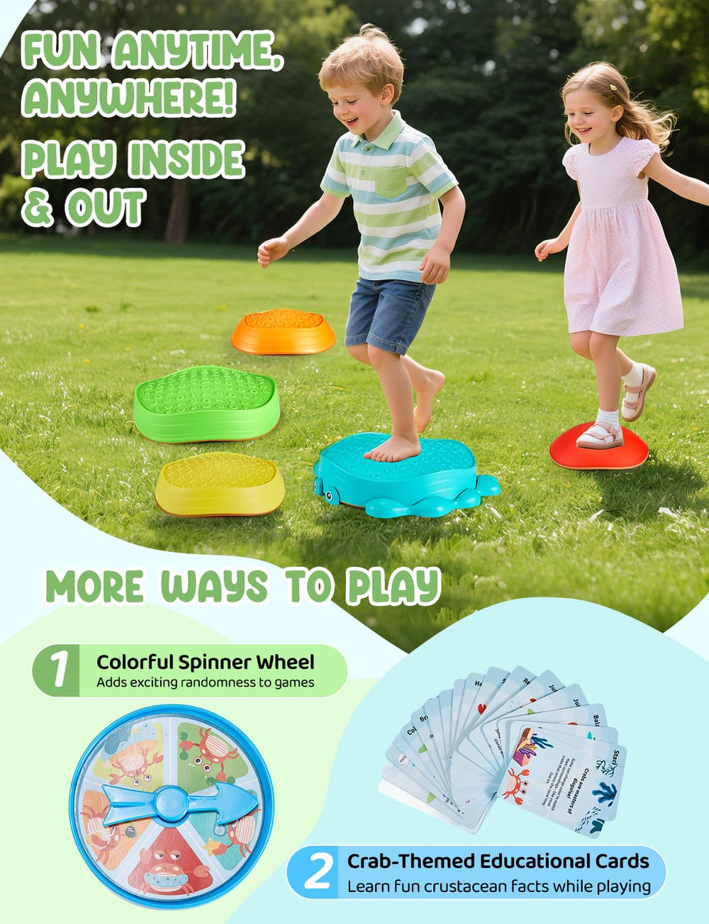 YOHOOLYO stepping stones with weighted bases resist slipping on various floors