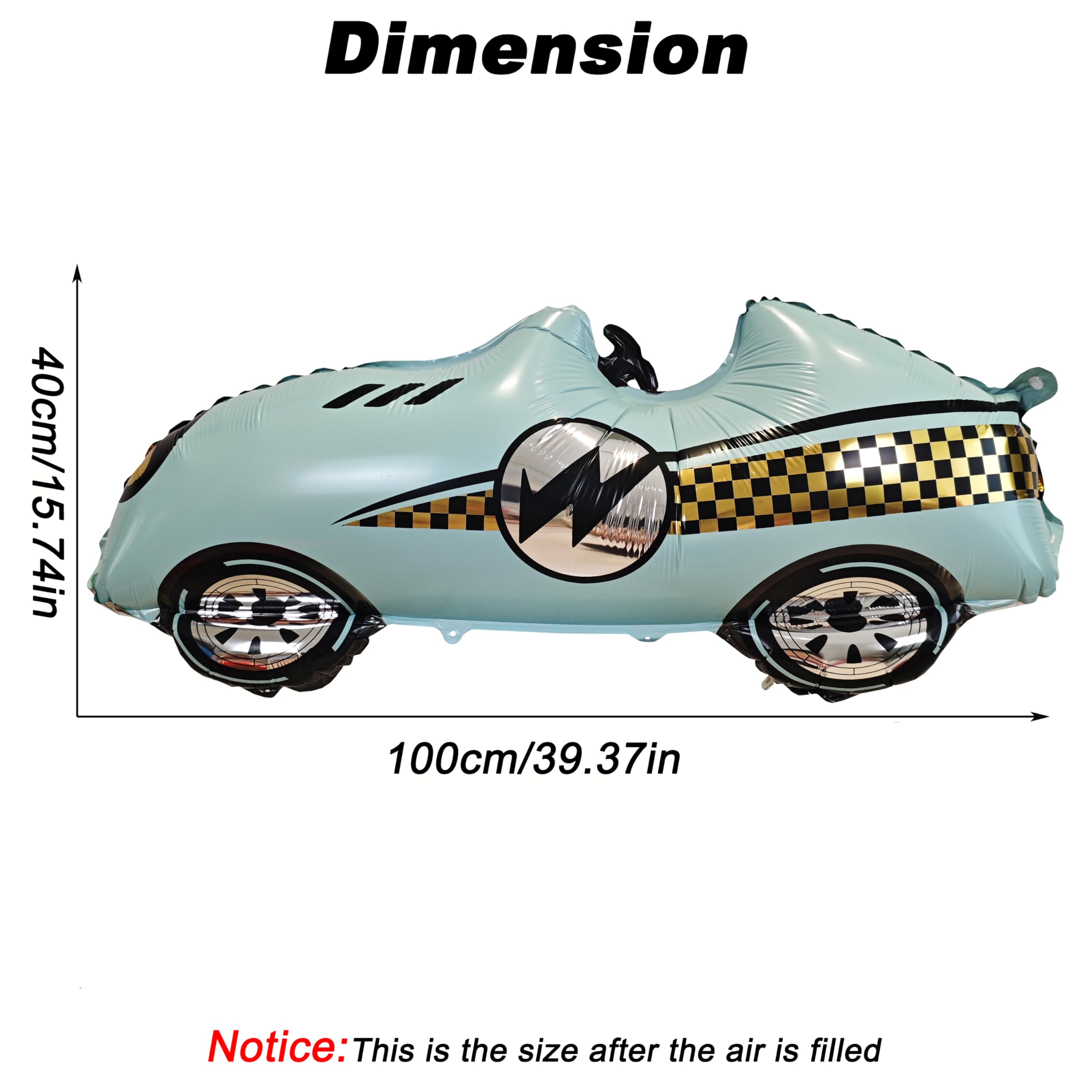 YOIOZAIZAI foil race car balloon with easy inflation for reuse.