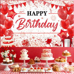 Yoirrat red white banner wall hung backdrop for celebrations