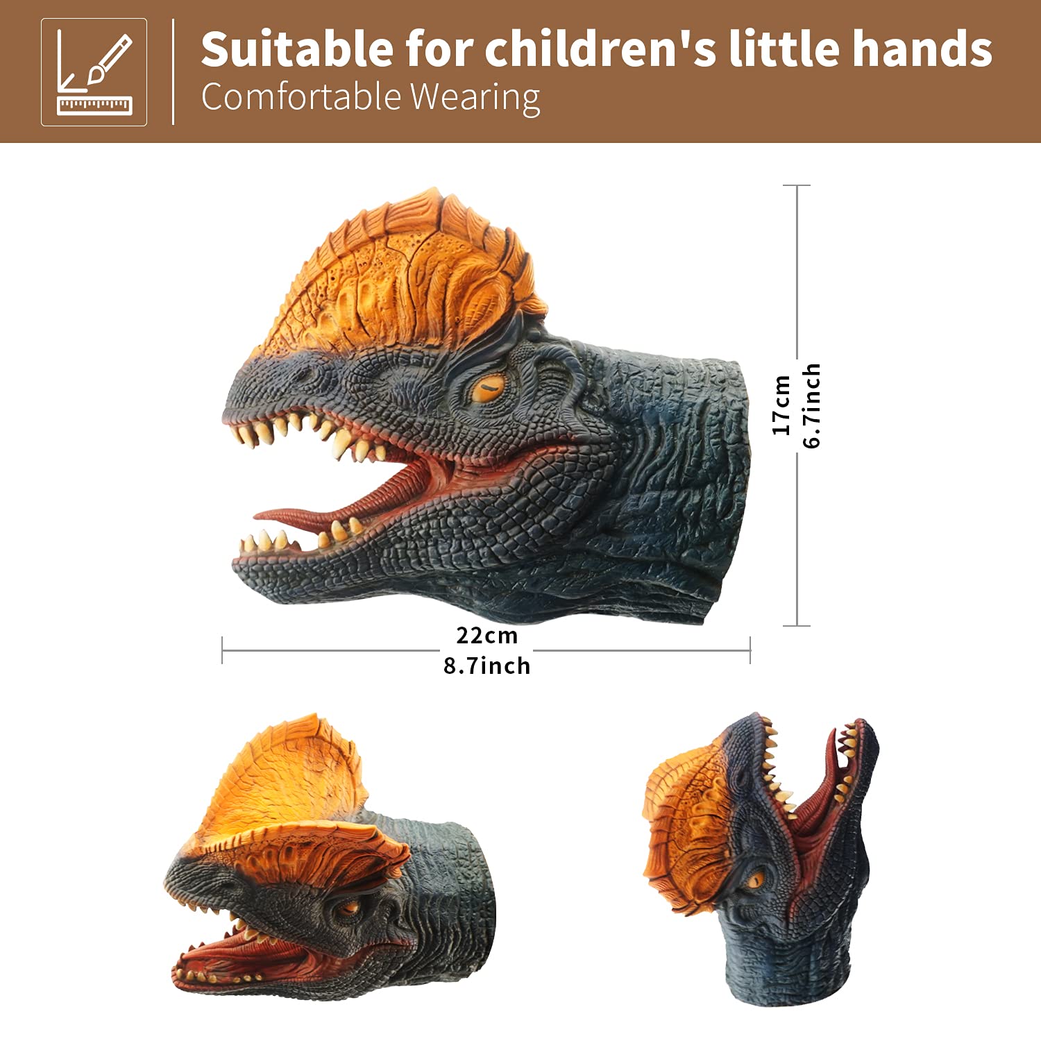 Yolococa dinosaur hand puppet soft latex material for comfortable wear