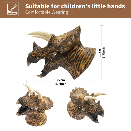 Yolococa hand puppet Triceratops detail highlighting vivid features for imaginative play