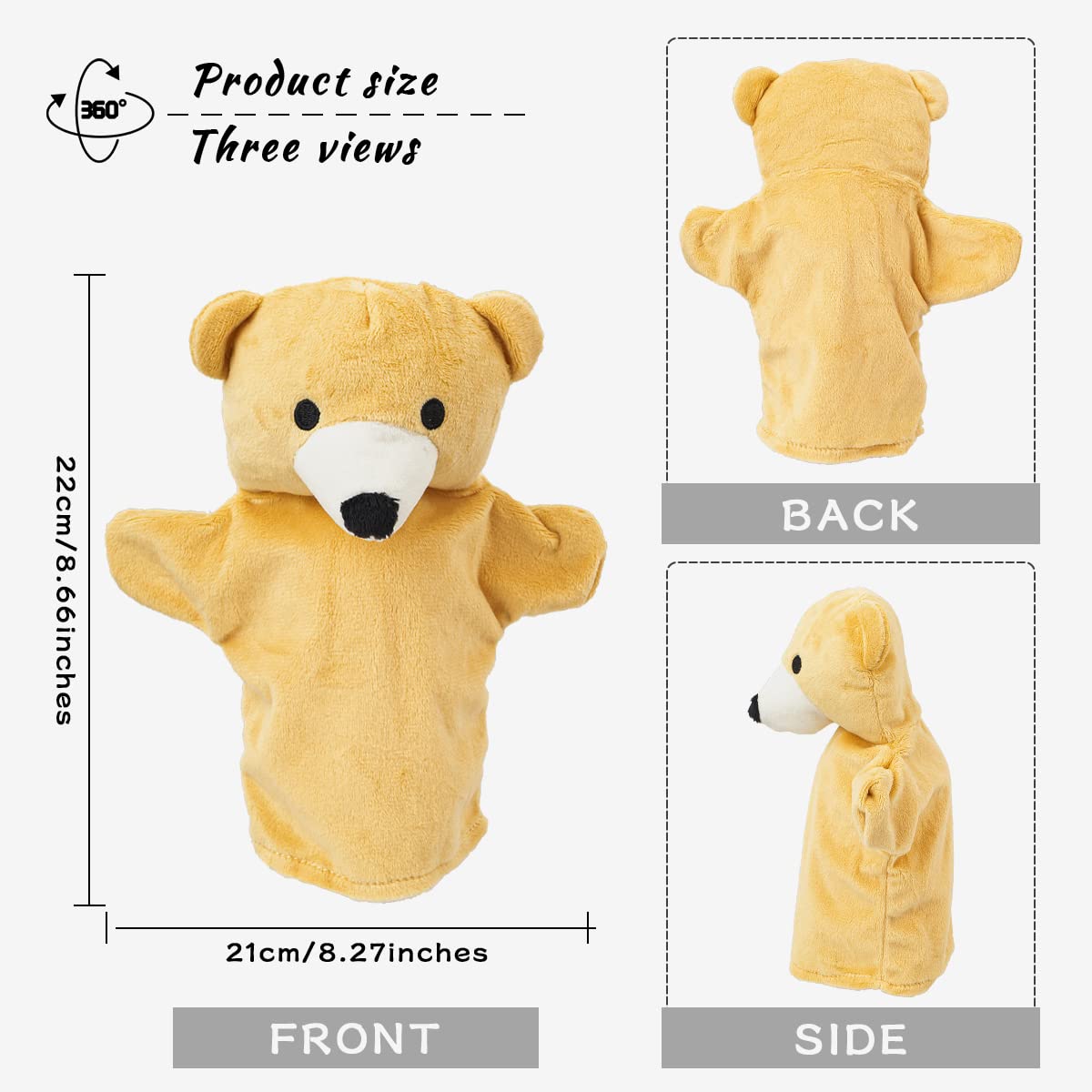Yolococa elephant hand puppet with durable stitching for long-lasting play.