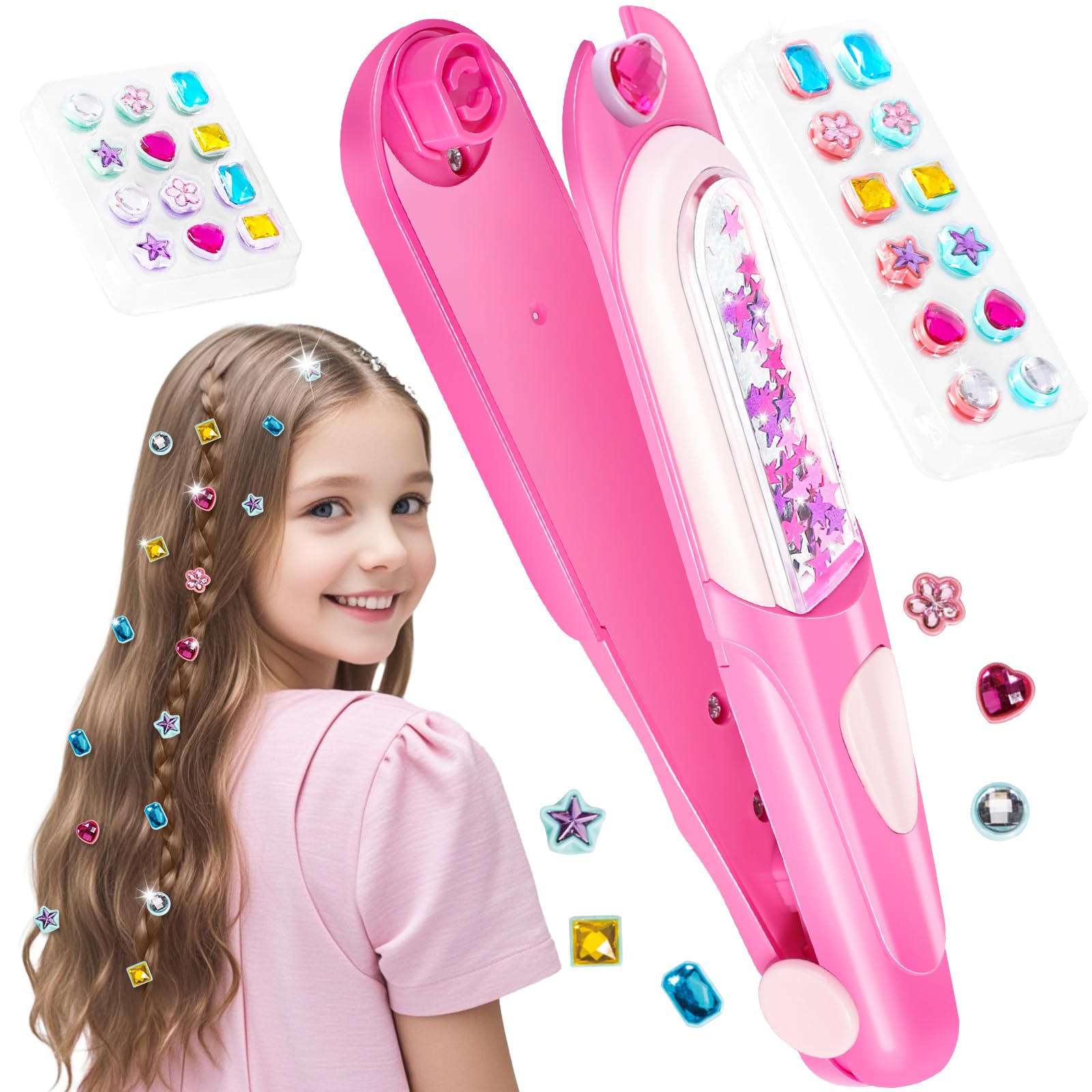 Yoloflix Hair Gem Stamper Kit adds sparkle for kids hair.