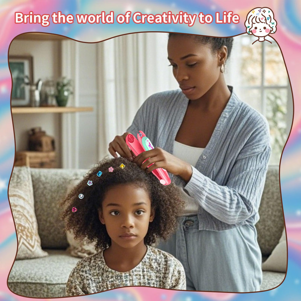 Yoloflix hair jewels applied on hair with secure, residue-free finish