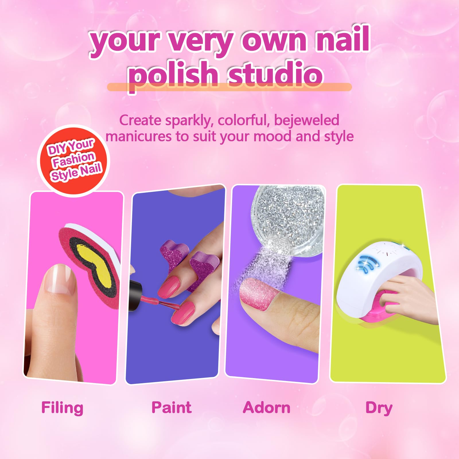 Yoloflix Kids Spa Kit nail dryer for quick polish setting
