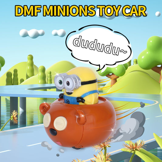 YOLOPARK Minions pull back car side view with vibrant colors for imaginative play