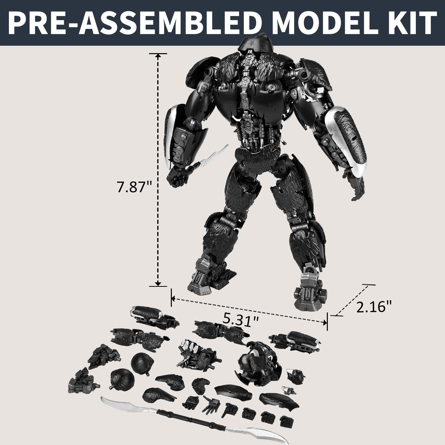 YOLOPARK Optimus Primal with interchangeable hands enables varied action poses.