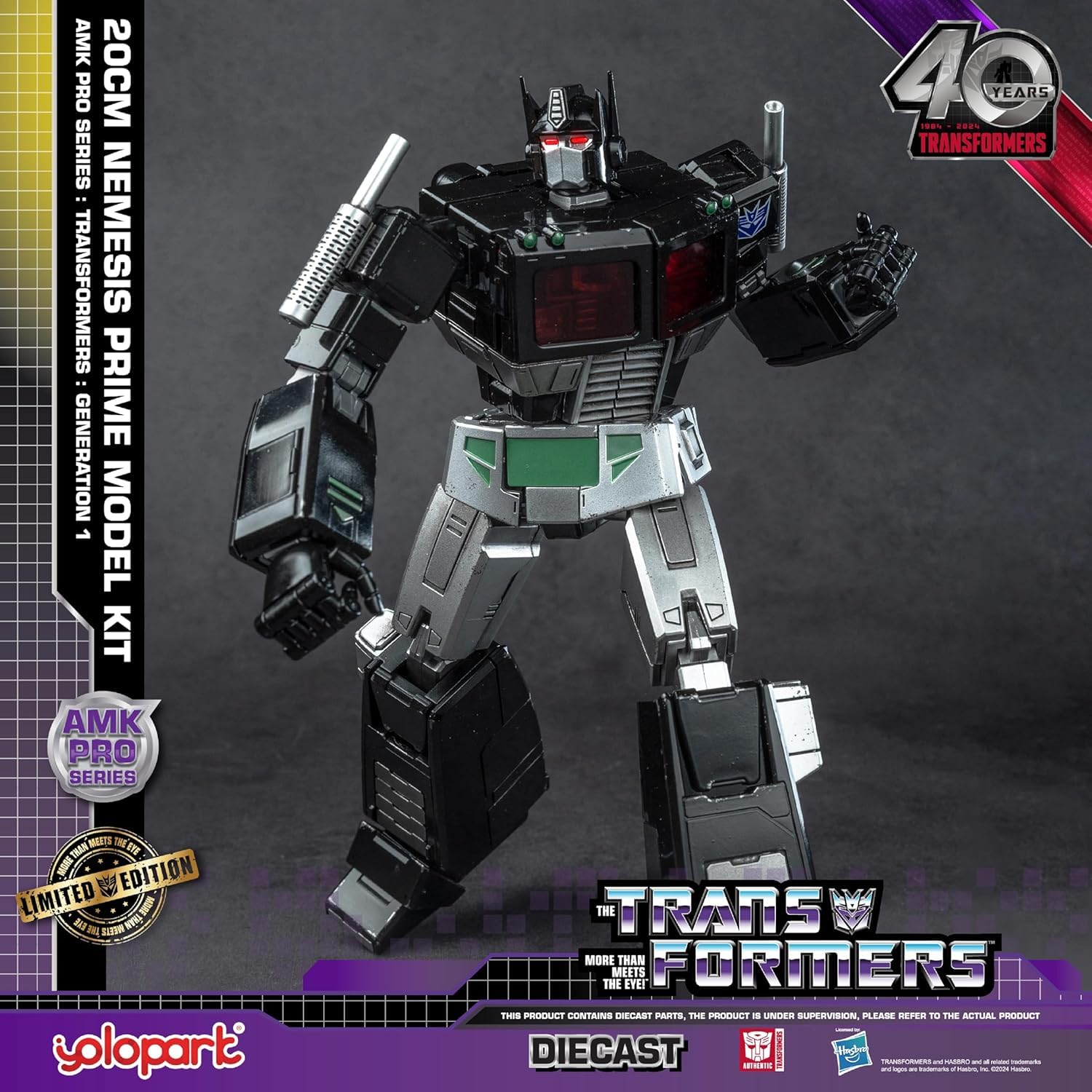 YOLOPARK Nemesis Prime detailed head sculpture perfect for close-up collection shots.