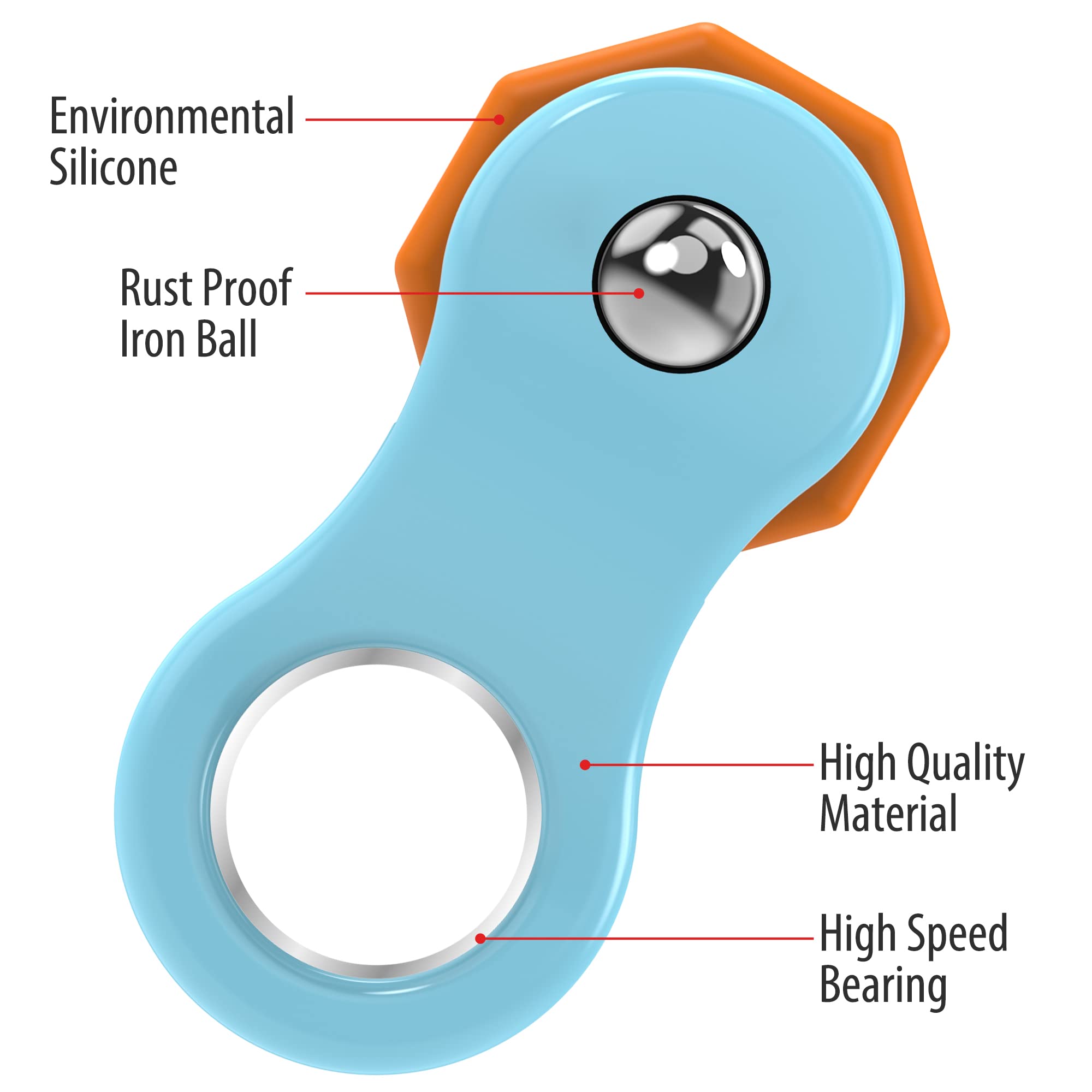 Yolscue fidget spinner blue in hands encourages finger dexterity.
