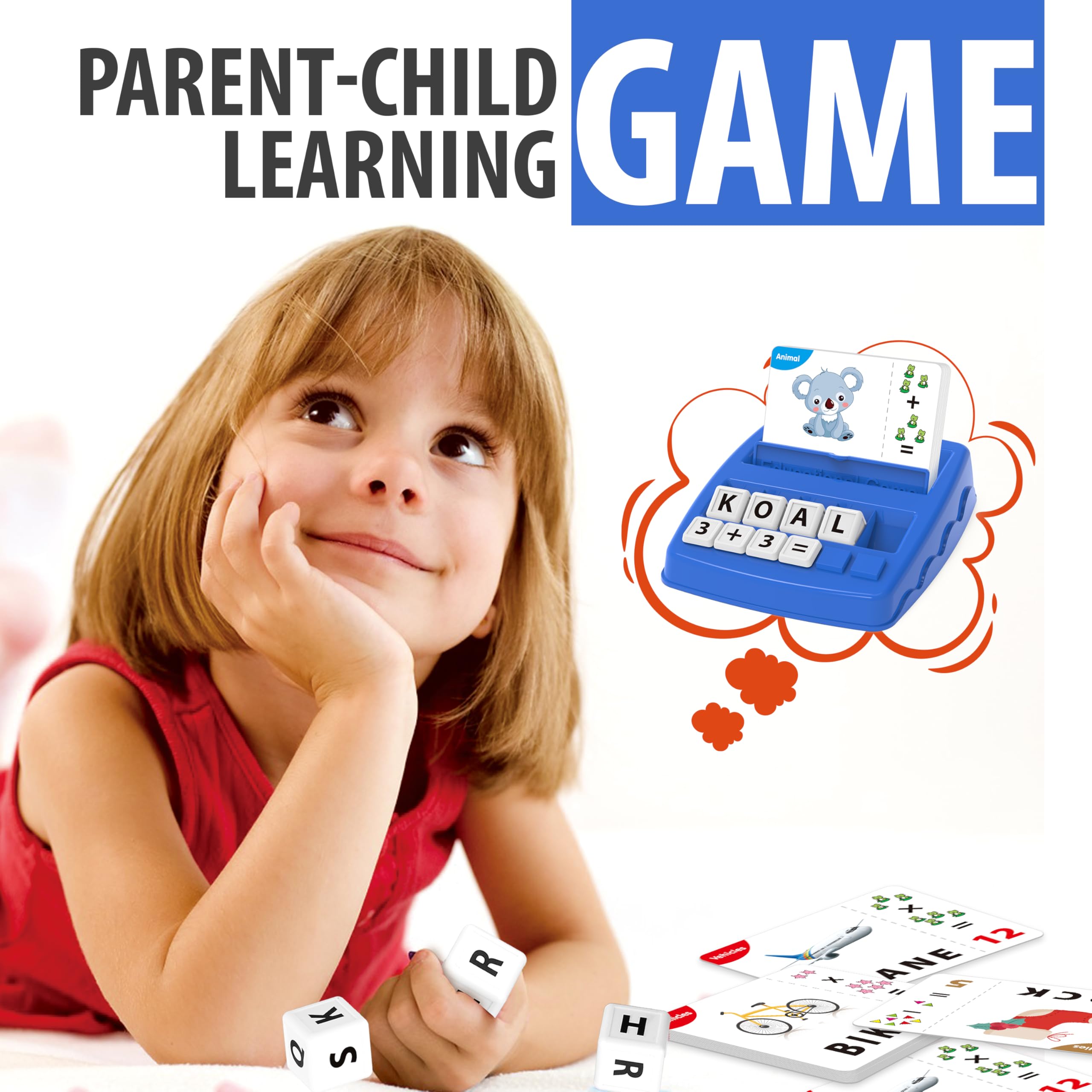 Yolscue flashcards set displaying 32 cards for spelling practice and image association.