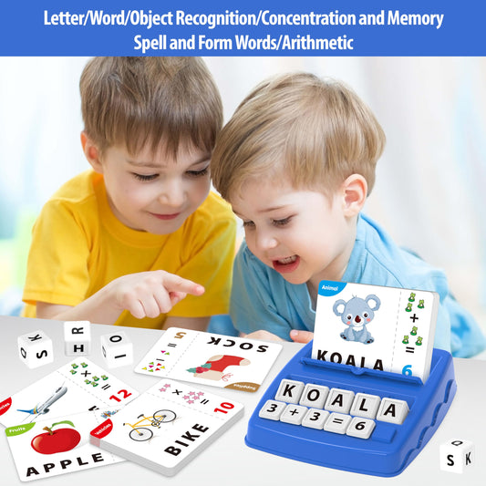 Yolscue letter cubes in navy blue for tactile spelling practice.