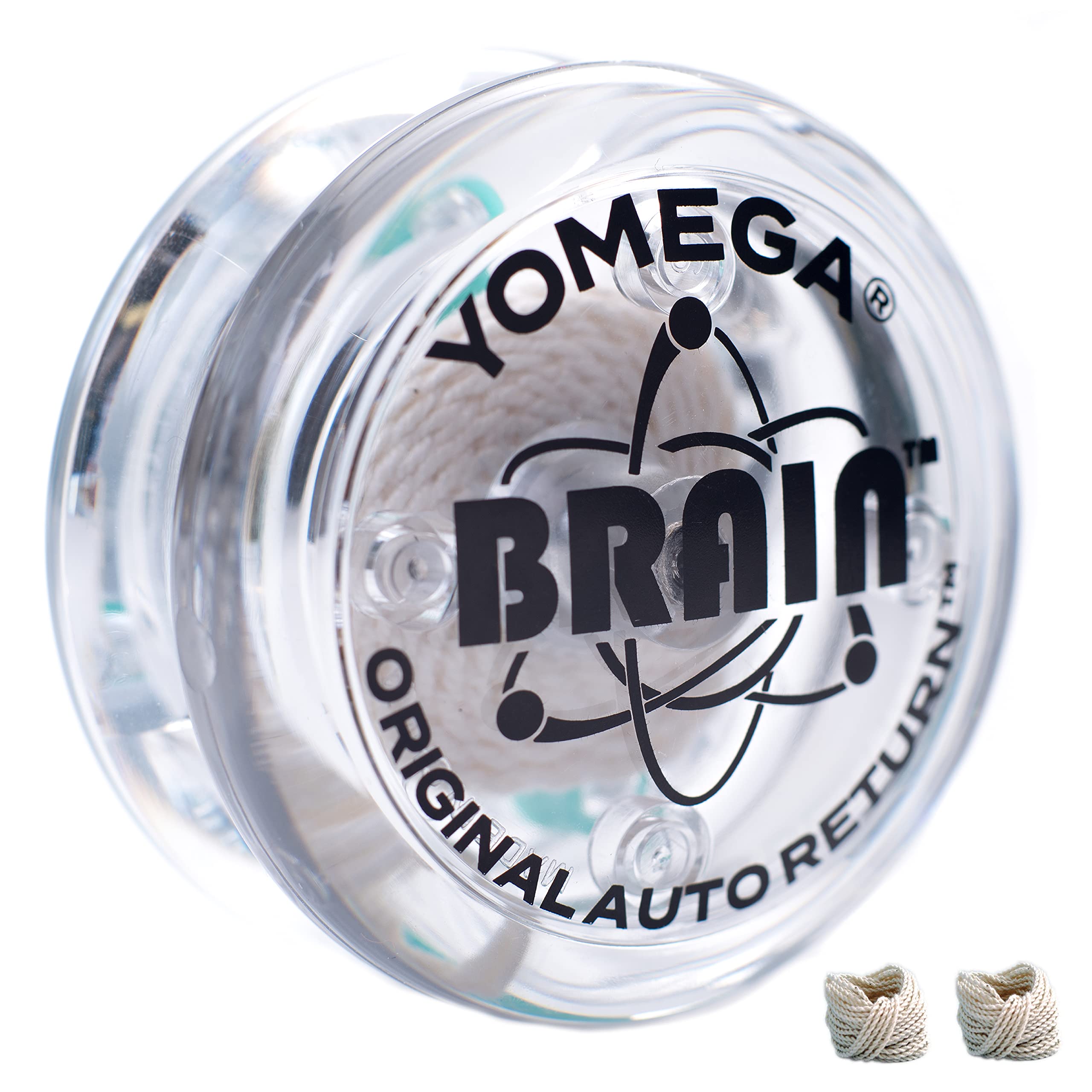 Yomega The Original Brain yo-yo clear front view for beginner-friendly handling