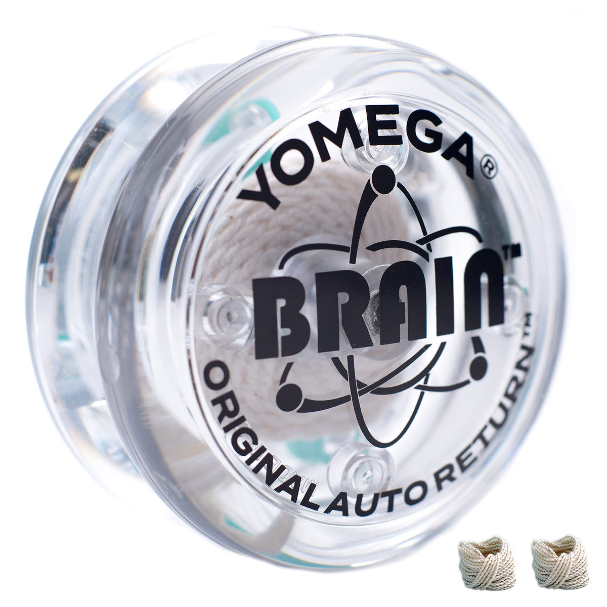 Yomega The Original Brain yo-yo clear front view for beginner-friendly handling