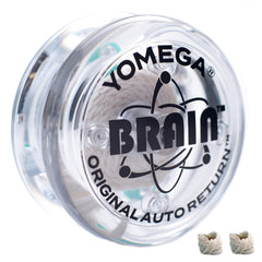 Yomega The Original Brain yo-yo clear front view for beginner-friendly handling