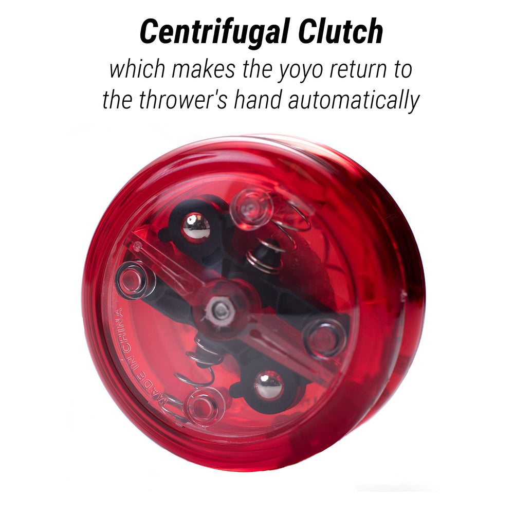 Yomega Brain red side profile showing a compact design for beginners