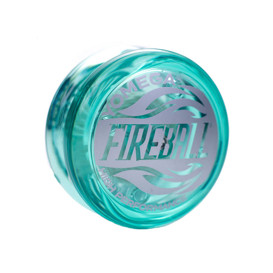 Yomega Fireball Teal YoYo shows a compact round polycarbonate body for smooth spins.