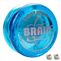 Yomega Original Brain blue spin closeup shows long spins and auto return action.