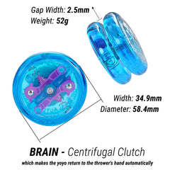 Yomega Spectrum transaxle yo-yo with LEDs, smooth spins for dusk play.