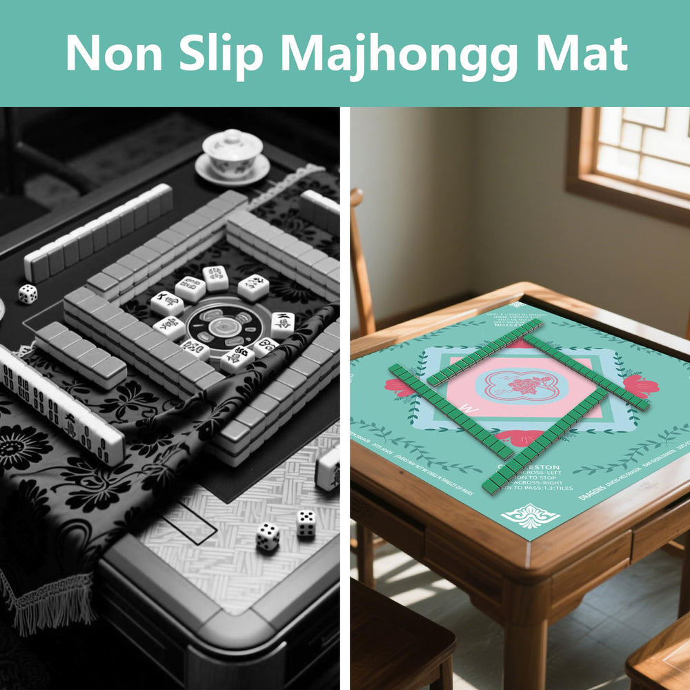 YOMEYOT Mahjong mat 31.5x31.5 inch square green for versatile tables