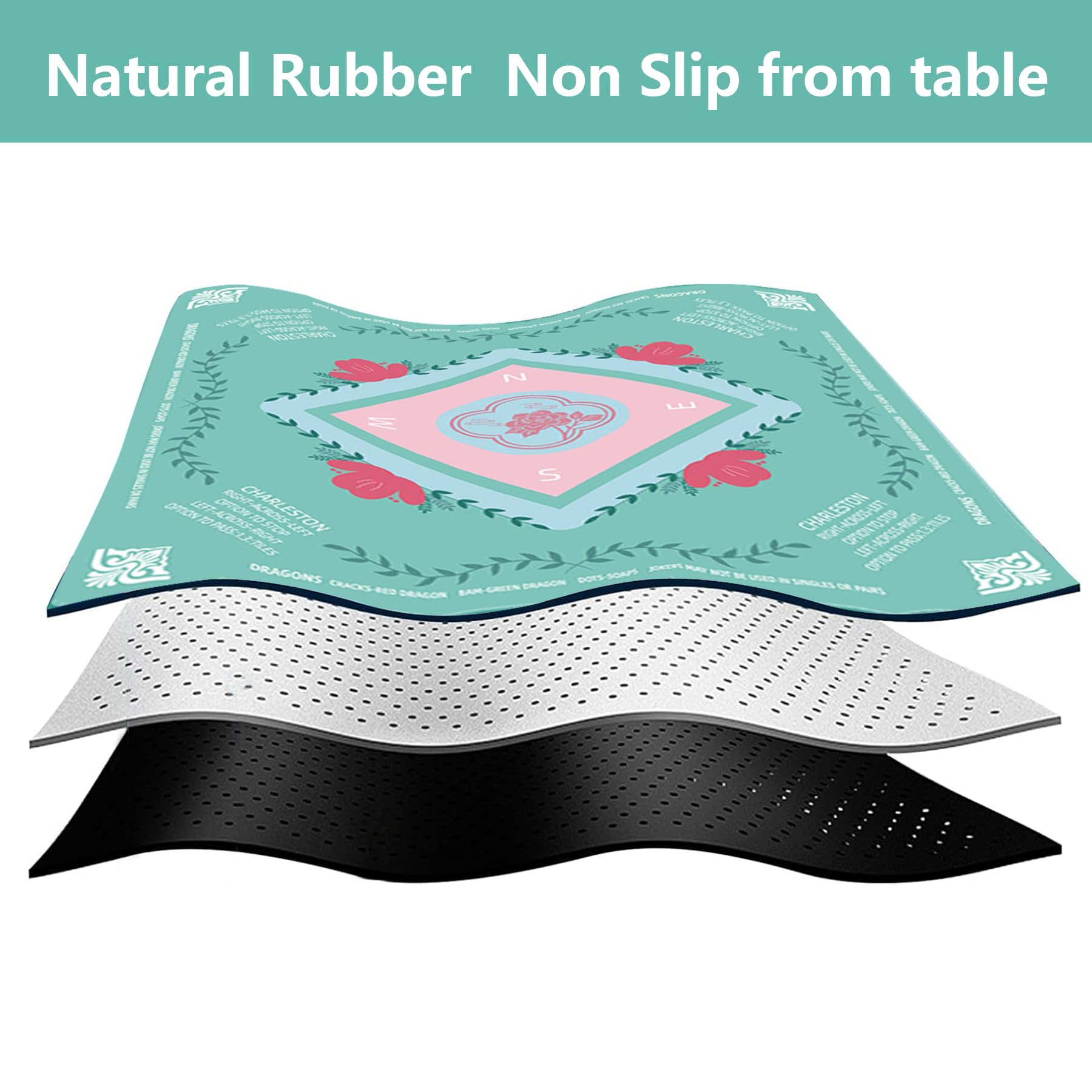 YOMEYOT Mahjong mat non-slip green surface keeps tiles in place