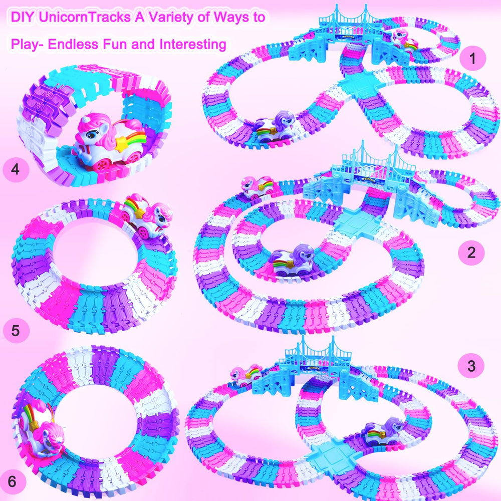 Yomwet colorful track pieces in pink purple green and white for creative design