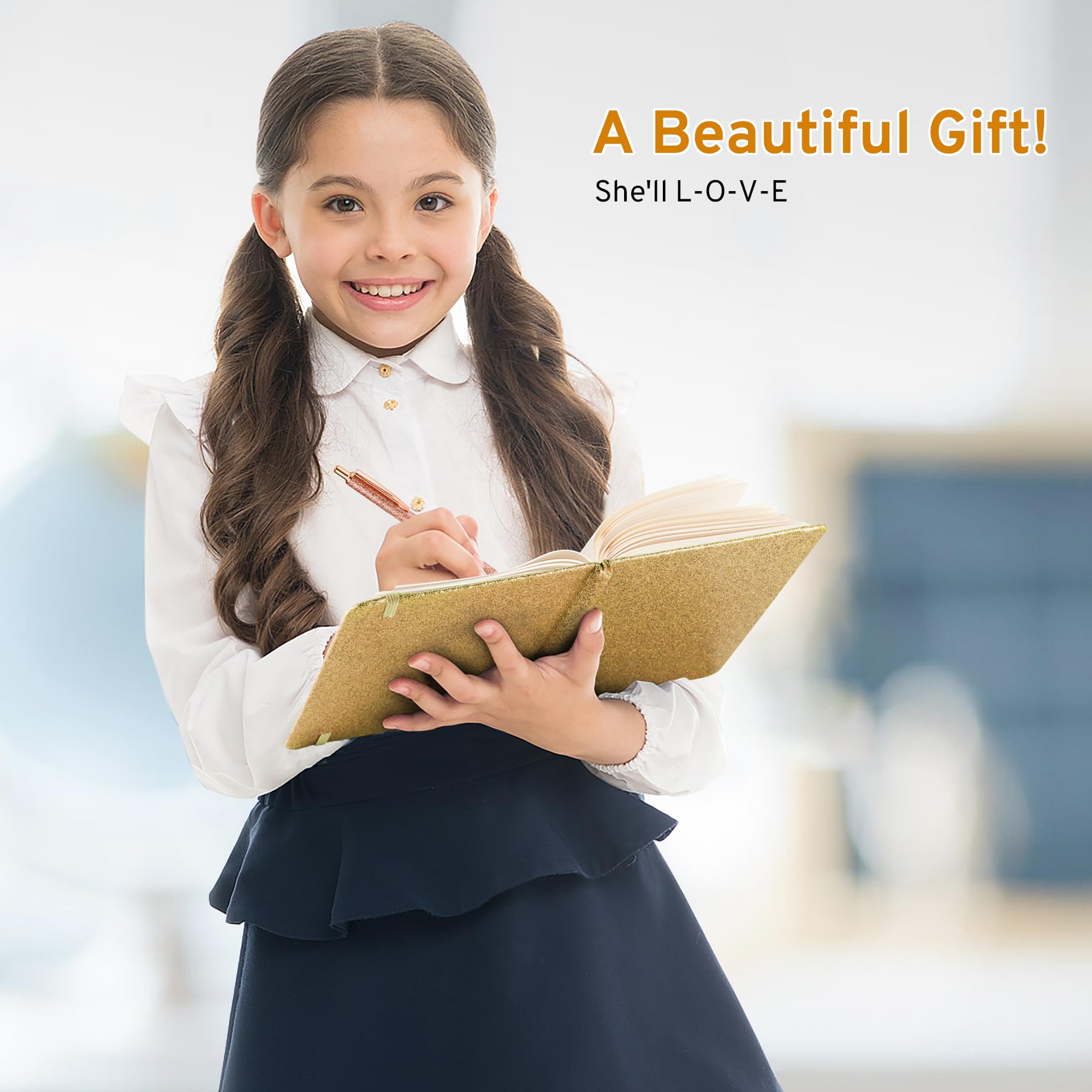 Yonavita Gold Glitter Notebook waterproof cover protects notes on the go.