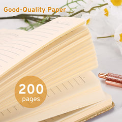 Yonavita Gold Glitter Notebook features an elastic band and a ribbon bookmark for organization.