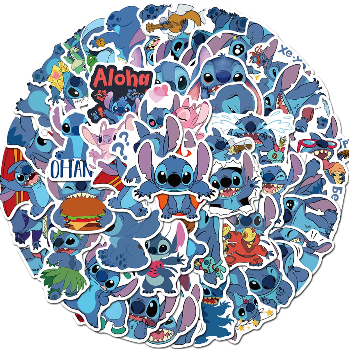YONGAI 50Pcs stitch sticker collection on a water bottle for kids.