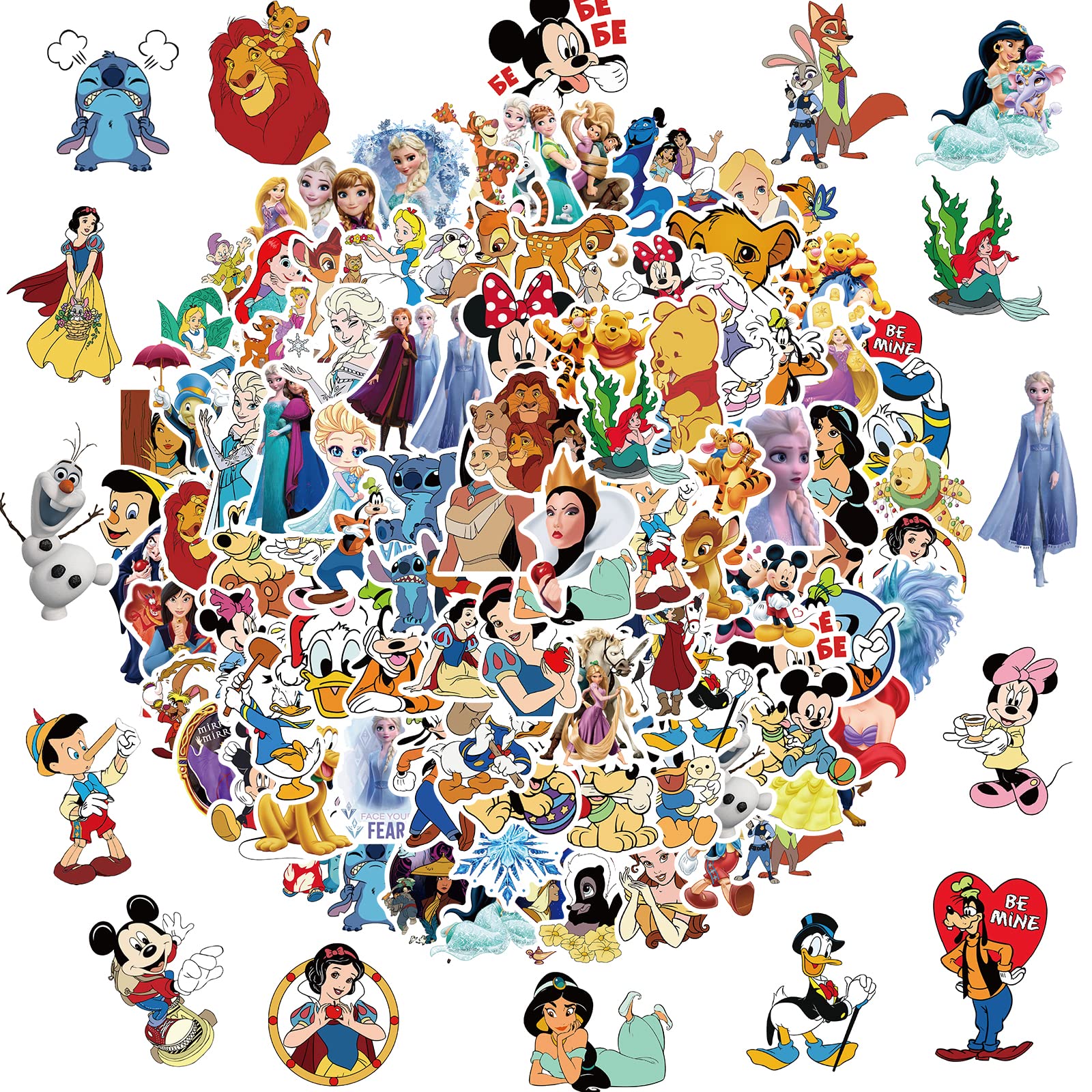 YONGAI Disney princess water bottle stickers; durable, splash-proof decor for bottles.
