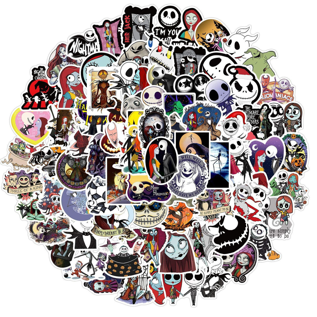 YONGAI Nightmare Before Christmas sticker pack on a laptop; waterproof and durable.