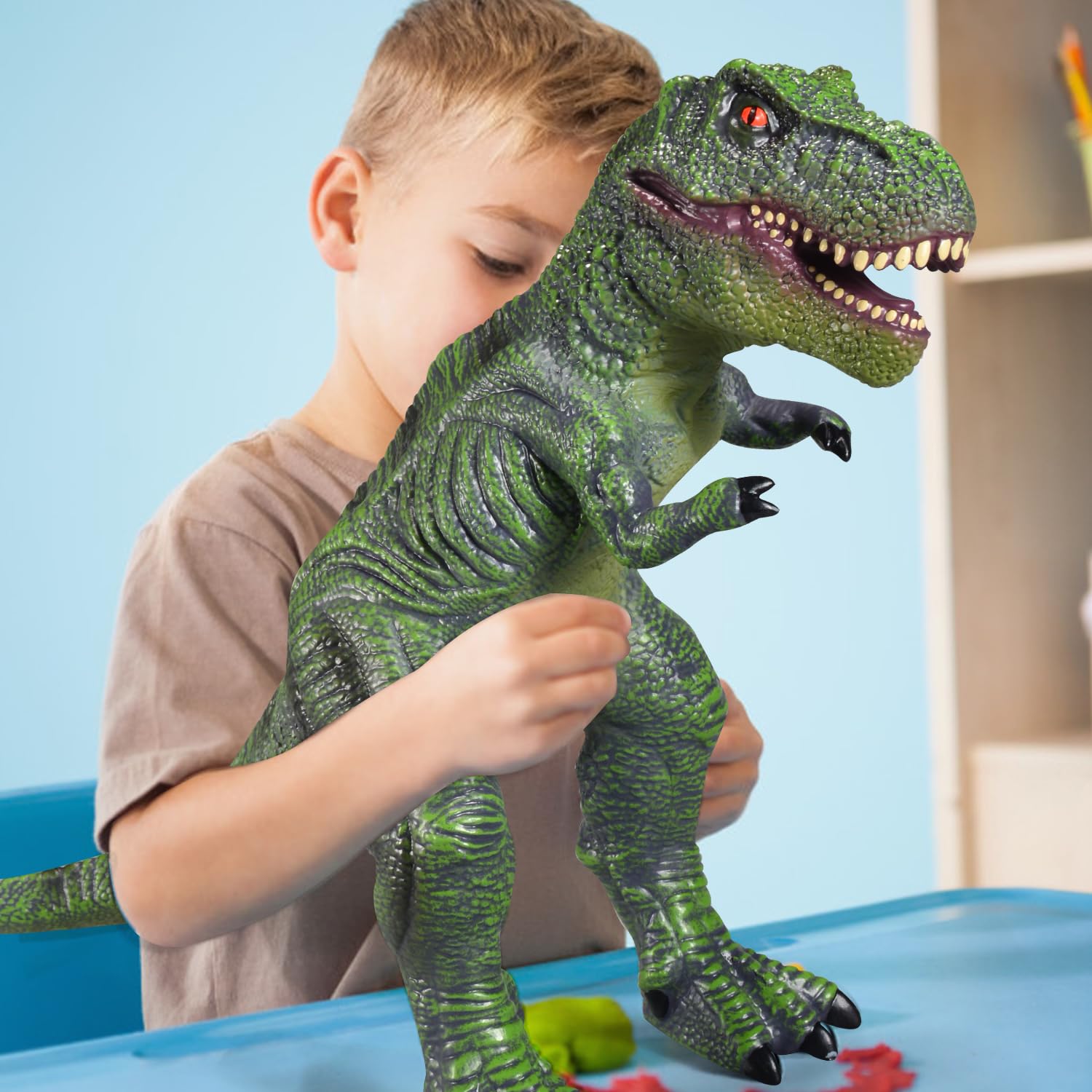 YONGJULE deflated 28-inch T-Rex compact for easy storage and transport.
