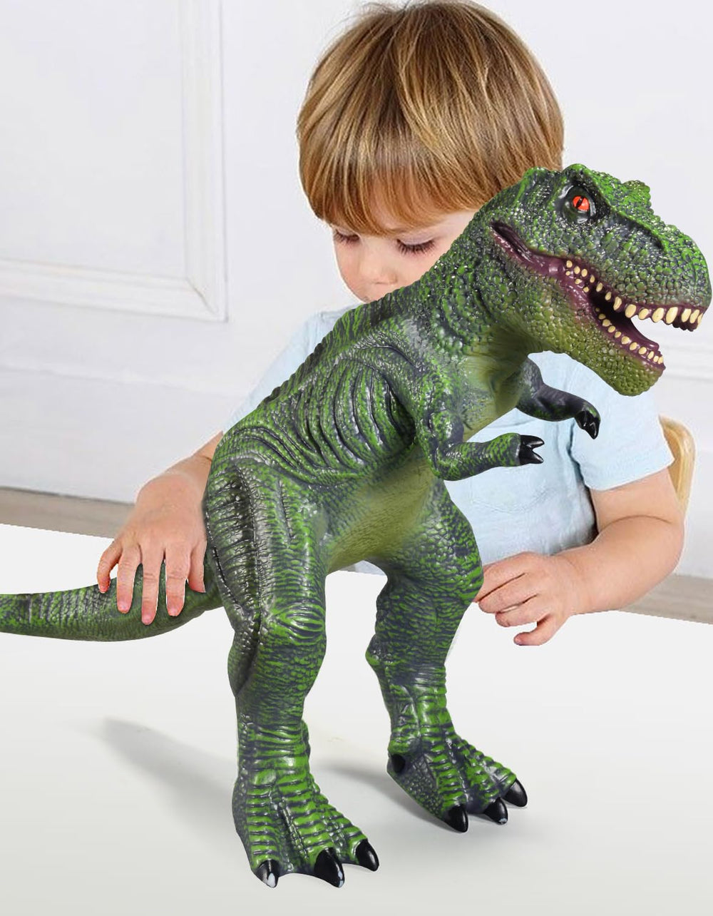 YONGJULE 28-inch T-Rex standing pose ready for imaginative adventures.
