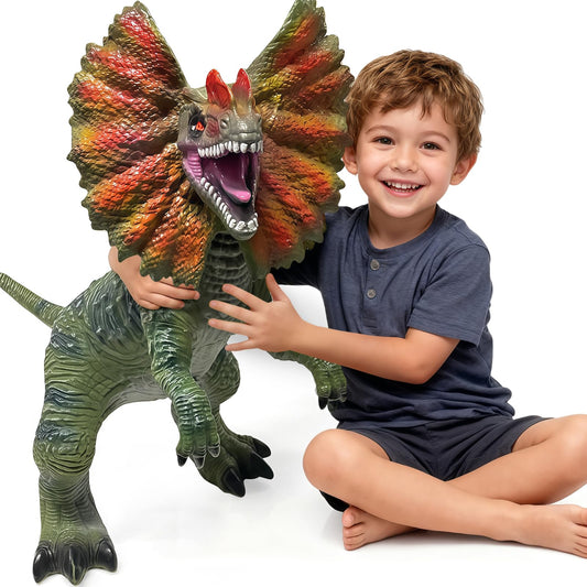 YONGJULE Dilophosaurus 29-inch toy with realistic texture for immersive dinosaur play.