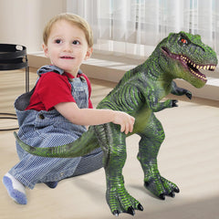 Child playing with YONGJULE dinosaur in a playroom encouraging imaginative play.