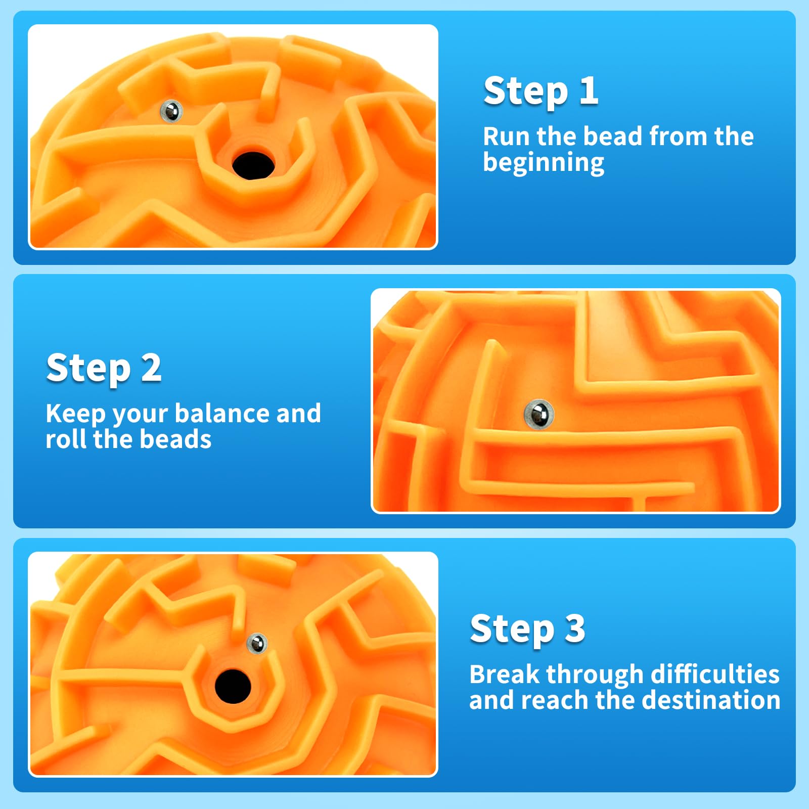 YongnKids maze ball fits in hand for portable focus on the go.