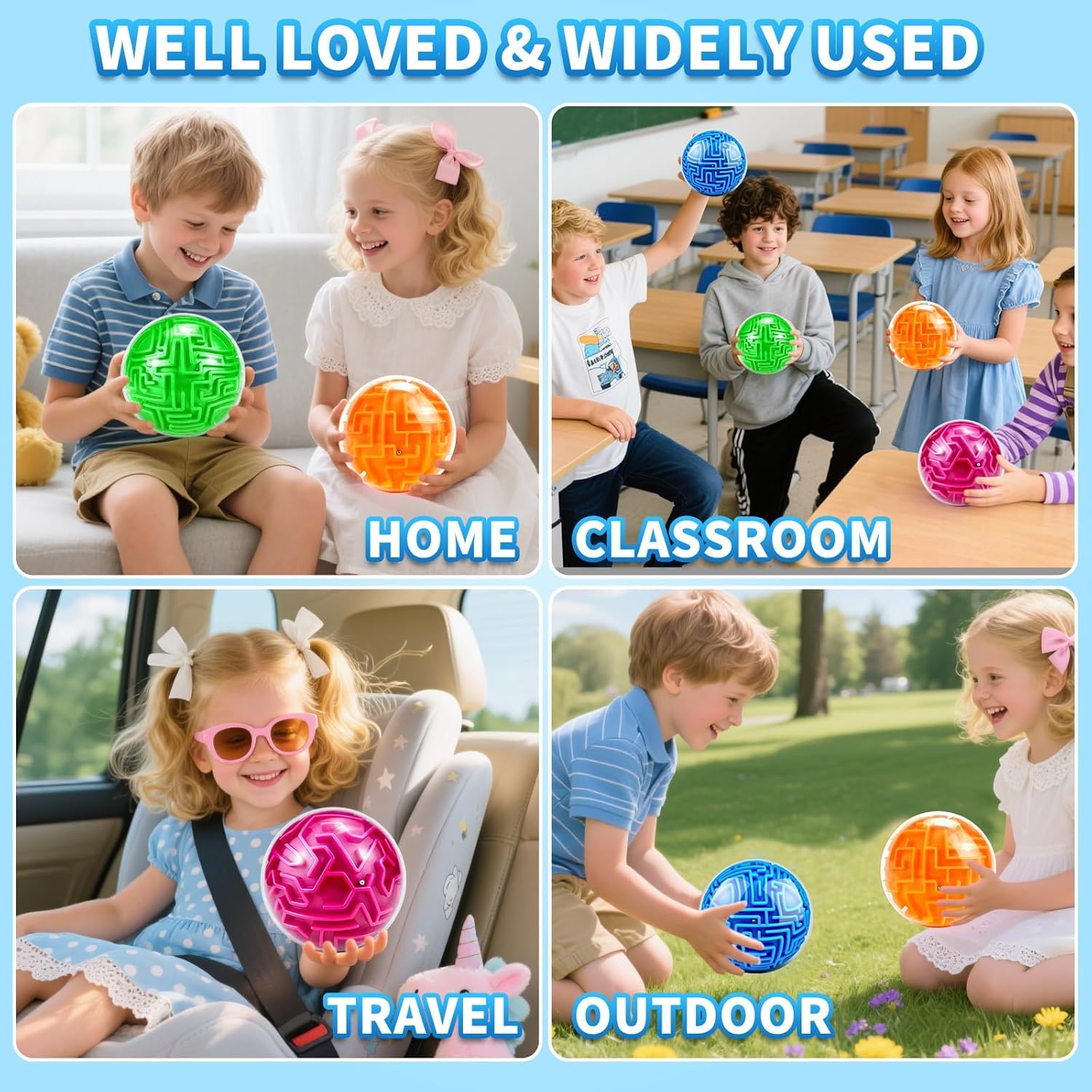 YongnKids Amaze 3D maze ball blue, ideal gift for kids and puzzle lovers.