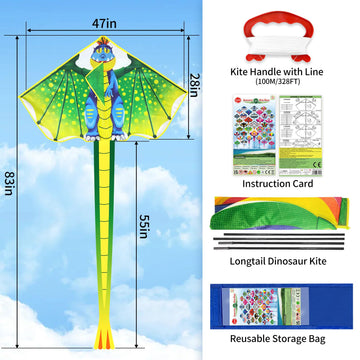 YongnKids dinosaur-pattern kite; vibrant visuals inspire outdoor play