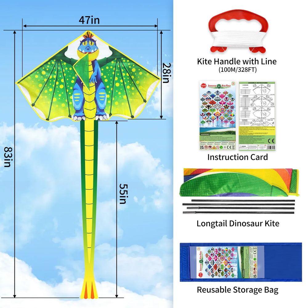 YongnKids dinosaur-pattern kite; vibrant visuals inspire outdoor play
