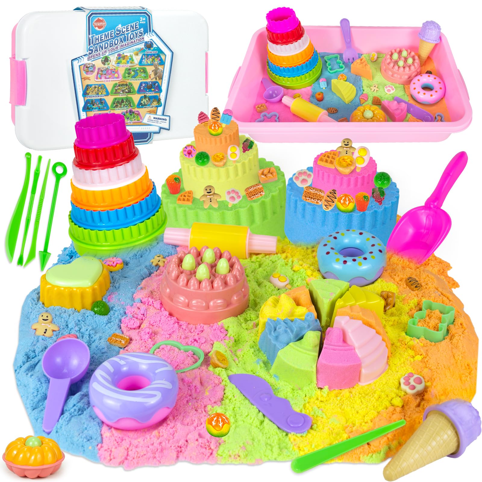 YongnKids Ice Cream Sensory Bin features colorful sands for imaginative dessert play.