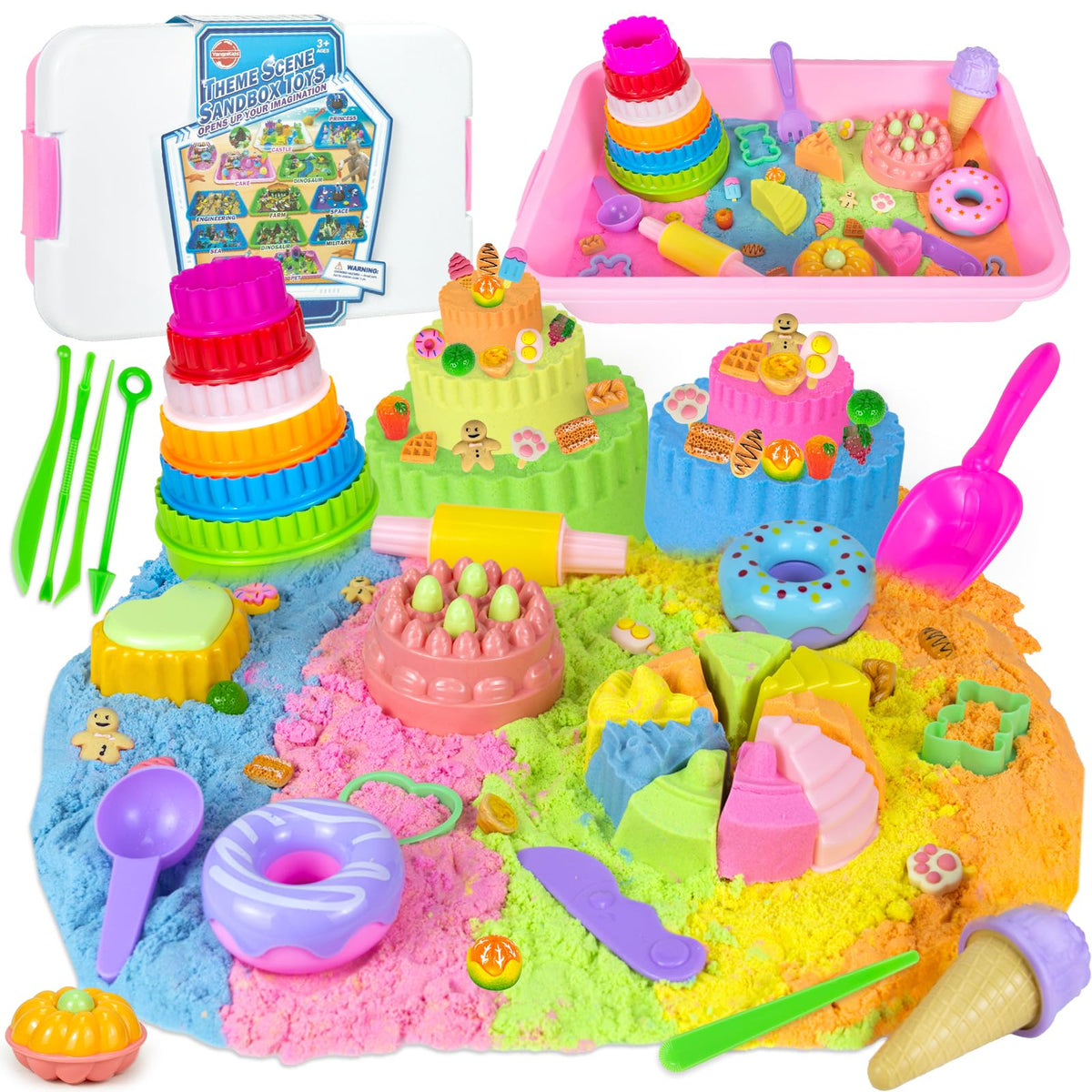 YongnKids Ice Cream Sensory Bin features colorful sands for imaginative dessert play.