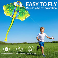 YongnKids kite with fiberglass poles for stable flight in light winds