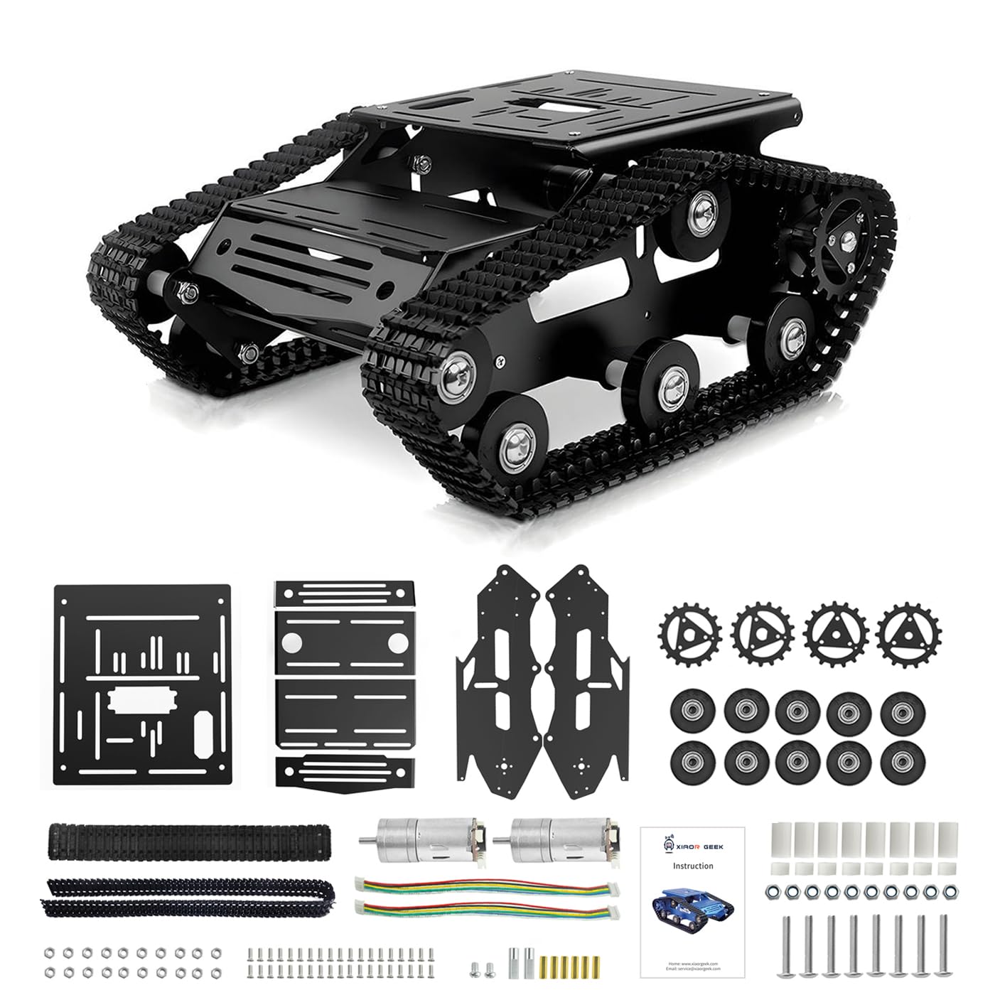 YonPhsy Tank Chassis with Motor, front view for robust DIY robot projects.