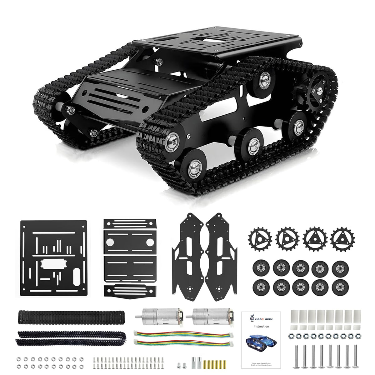 YonPhsy Tank Chassis with Motor, front view for robust DIY robot projects.