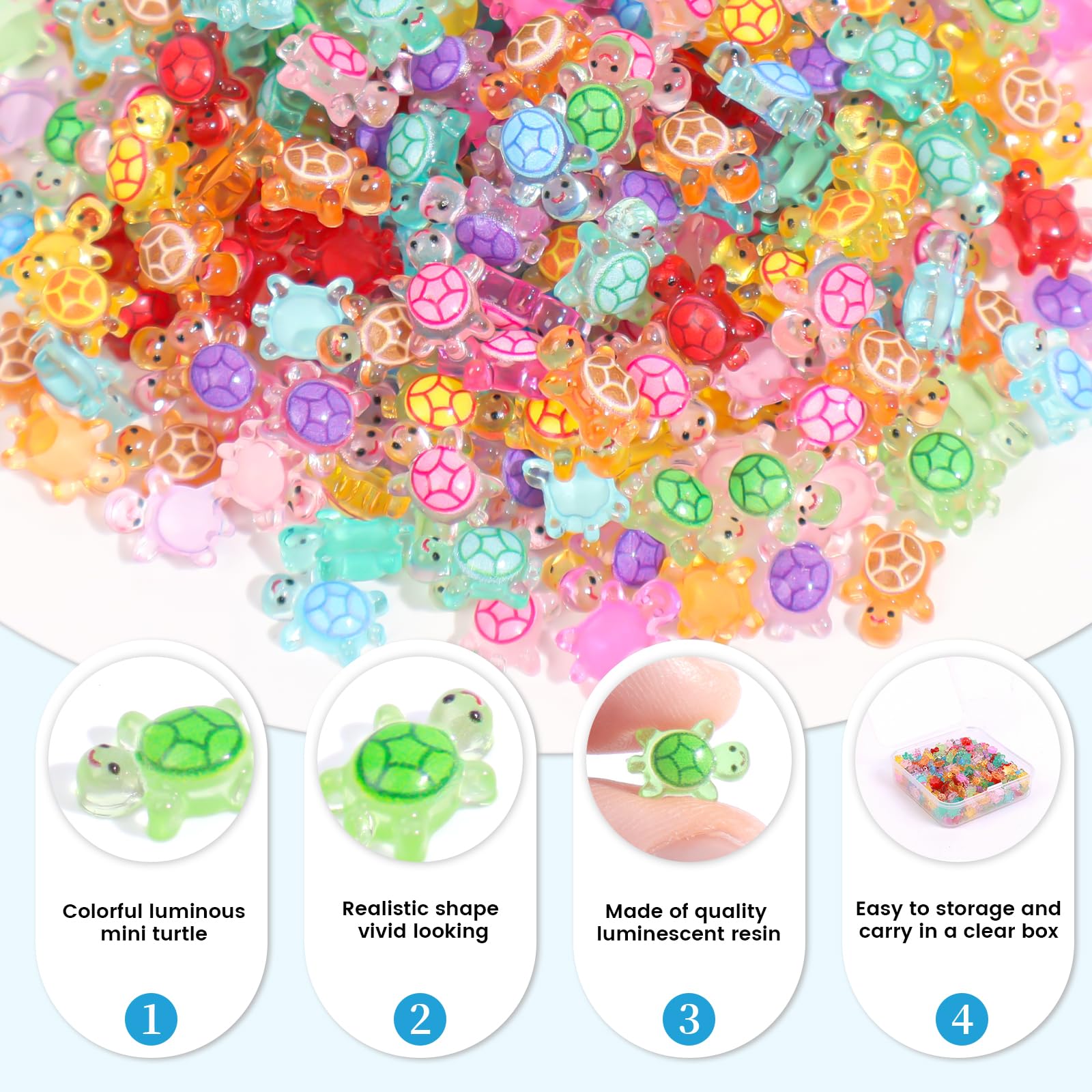 Yonseng resin turtles in ten colors enhance DIY crafts and home decor projects