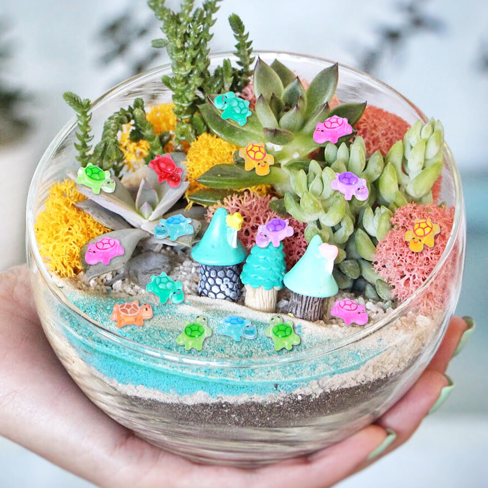 Yonseng tiny turtles are waterproof and durable for terrariums and glass landscapes