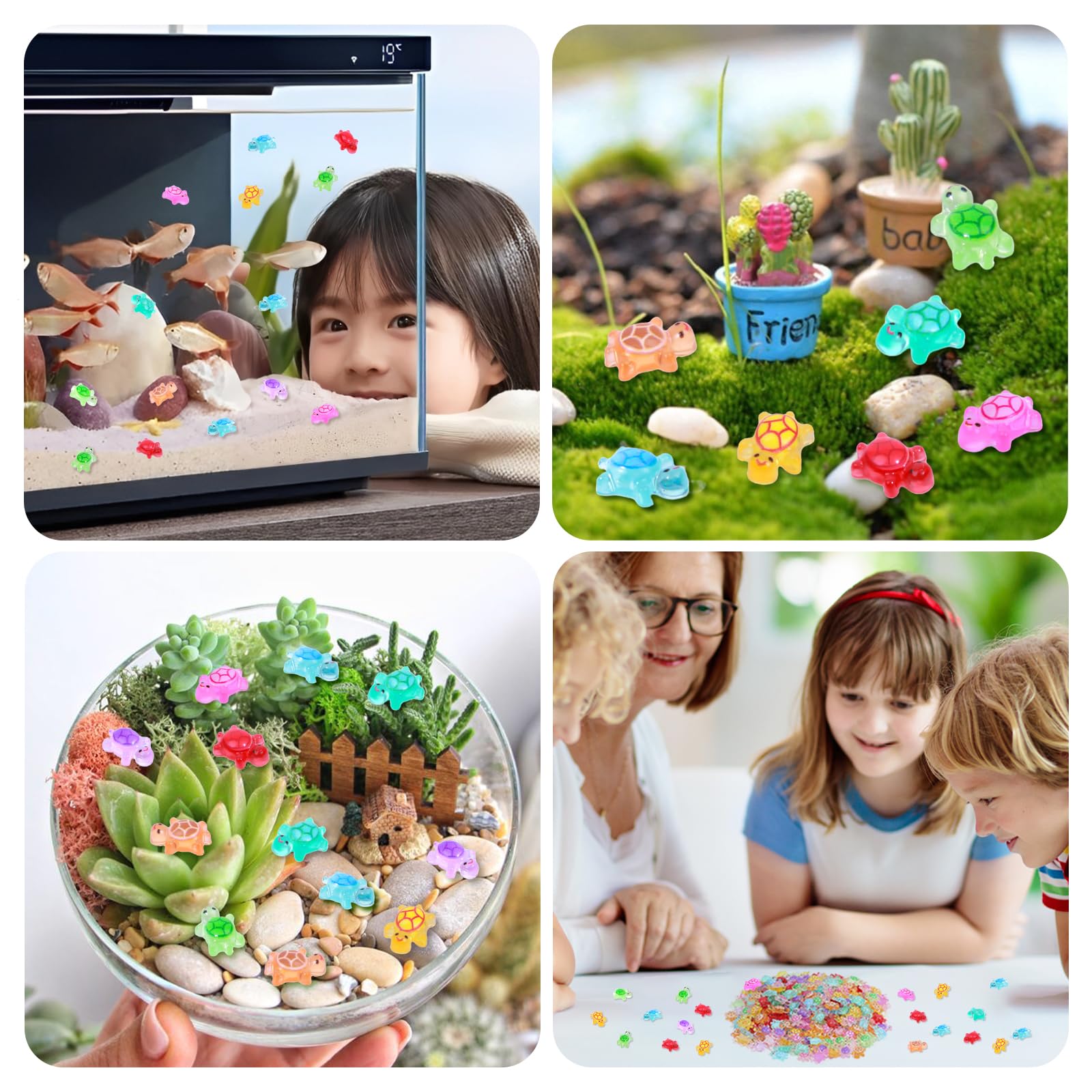 Yonseng mini turtles measure 0.23 by 0.35 inches for easy storage and decorating