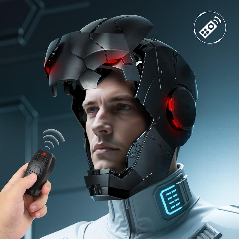 YONTYEQ MK5 helmet with LED eyes lit for cinematic aura.